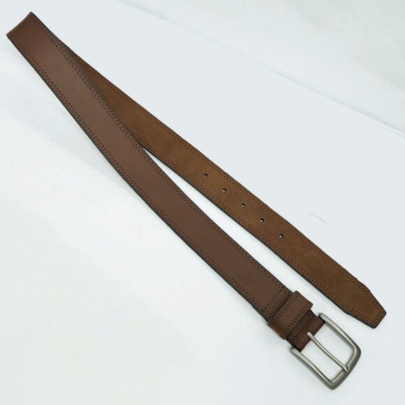 Lucky Brand Brown Leather Brass Belt Tobacco Chestnut Medium Brown Minimal Belt - Picture 6 of 10